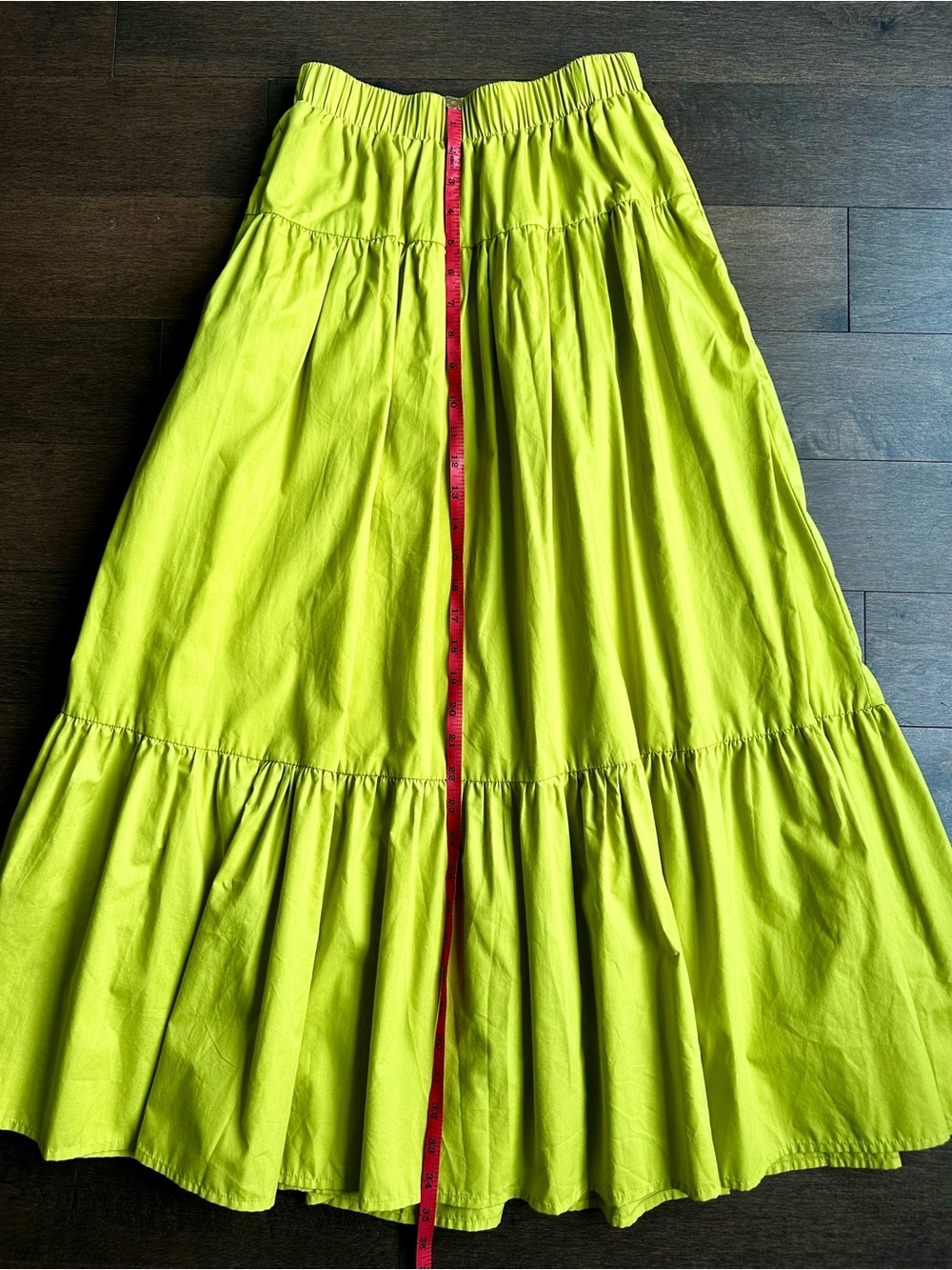 NWOT Abercrombie and Fitch Poplin Tiered Maxi Skirt Lime Green Small Petite SP - Picture 6 of 6